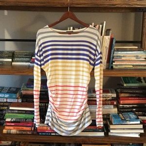 Vince Camuto Colorful Striped Long Sleeve Tee M